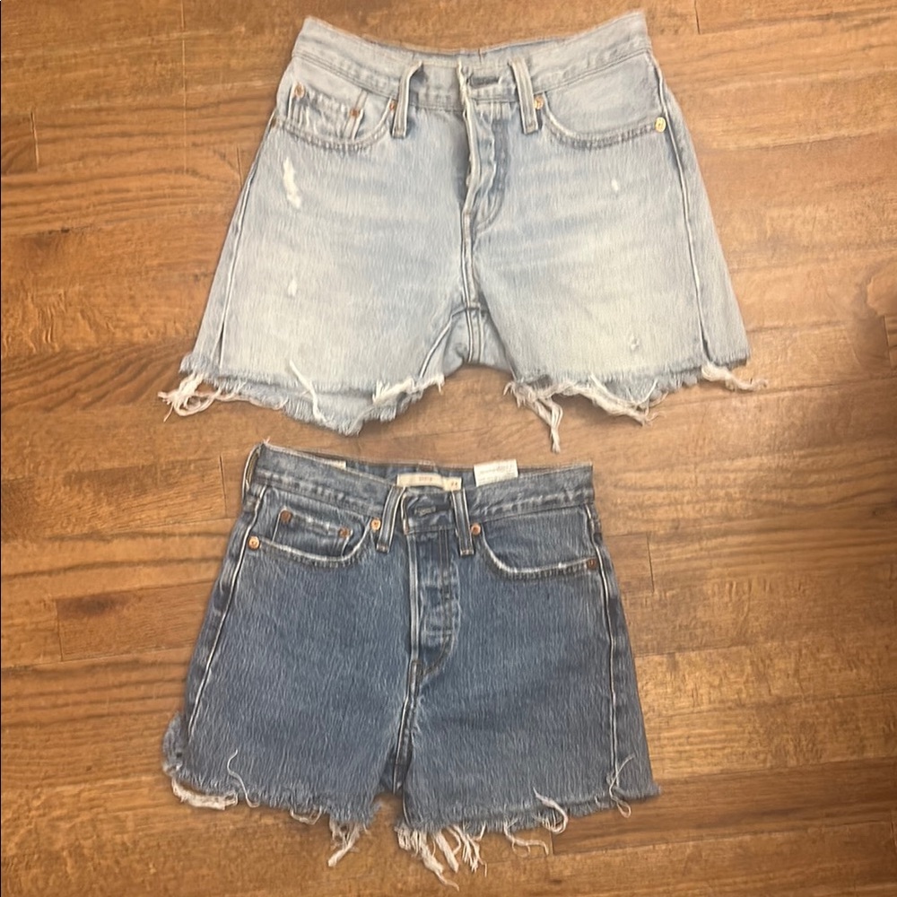 Levi's Blue Jean Shorts Distressed High-Waisted